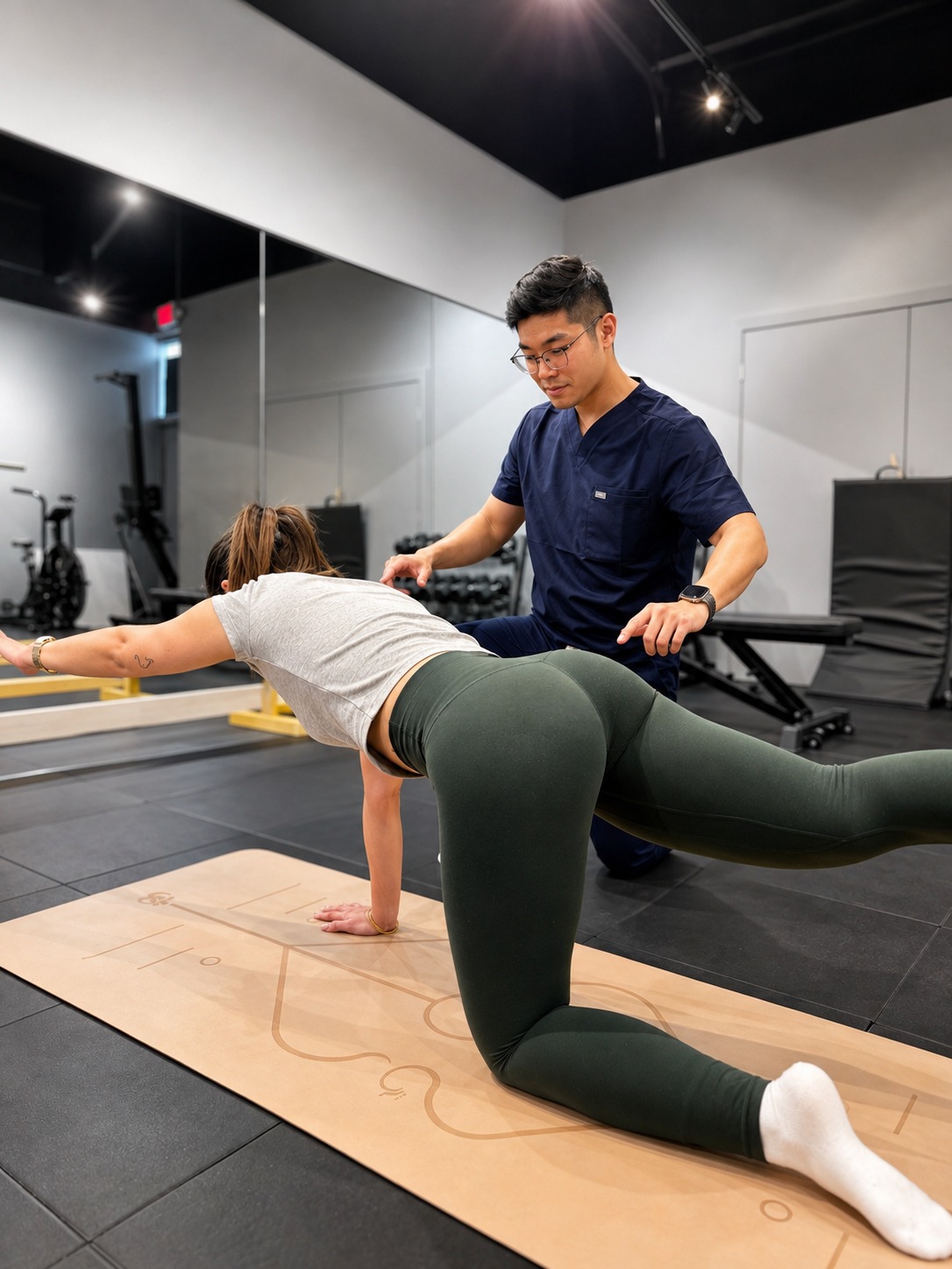 Harrison guiding a patient through active movement rehabilitation